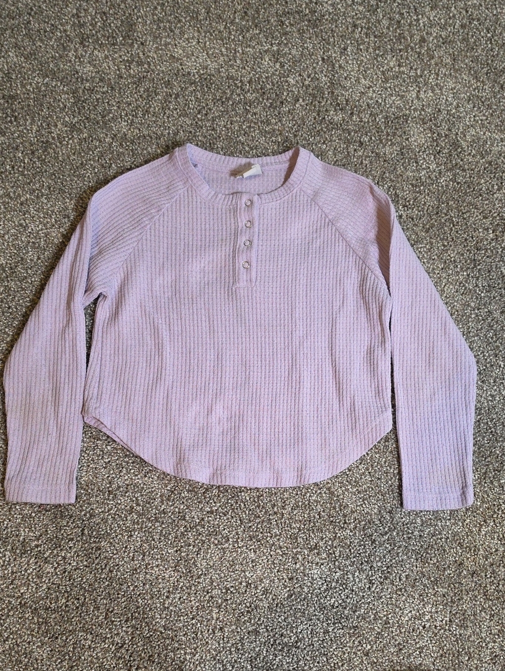 Falls Creek Lavender Waffle-Knit Long Sleeve Henley